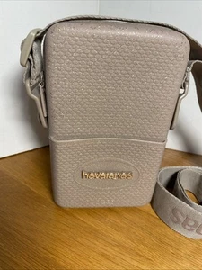 HAVAIANAS Crossbody Unisex Street Bag Cell Phone Holder Silicone Tan Sparkle - Picture 1 of 9