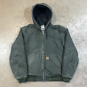 Vintage Carhartt J130 Jacket Mens Medium MOS Moss Green Faded Canvas Quilted - Picture 1 of 10