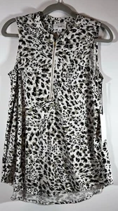 Fyve Women's Sleeveless Zip Front Blouse Top Animal Print Size Medium New - Picture 1 of 12