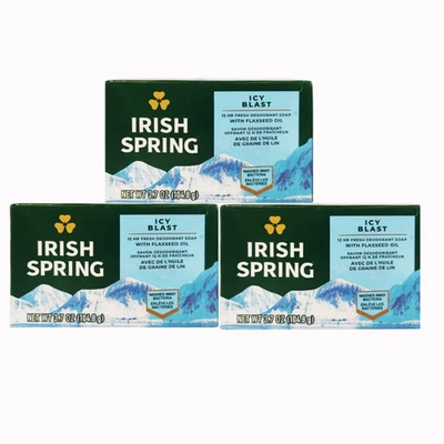 Irish Spring Icy Blast Deodorant Bar Soap 104.8g Pack of 3 - Image 1 of 4