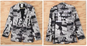 Collusion AOP Blazer da skate cappotto sportivo copia scrittura unisex grande - Foto 1 di 14