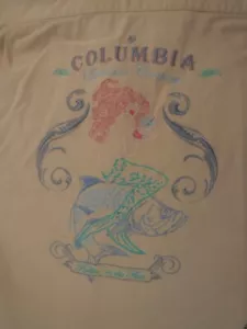 Columbia 100% Silk Hawaiian Shirt Embroidered Back Mens Size XL - Picture 1 of 7
