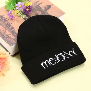 MEOW Cap Winter Casual Hip Hop Hats Knitted Wool Skullies Beanie Warm Hat - Picture 1 of 9