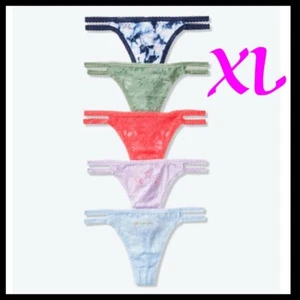 Victoria's Secret PINK 5 Pack Strappy Lace Thong - Extra Lrg - VS XL Panties NEW - Picture 1 of 4