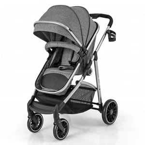Costway 2-in-1 Convertible High Landscape Baby Stroller - Grey - Picture 1 of 14