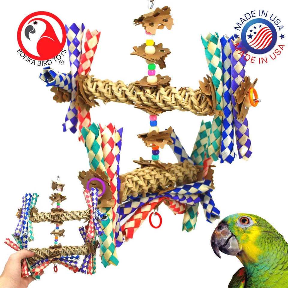 Bonka Bird Toys 1241 Double Helix Chew Forage Shred Medium Parrot Cage Toy Pet
