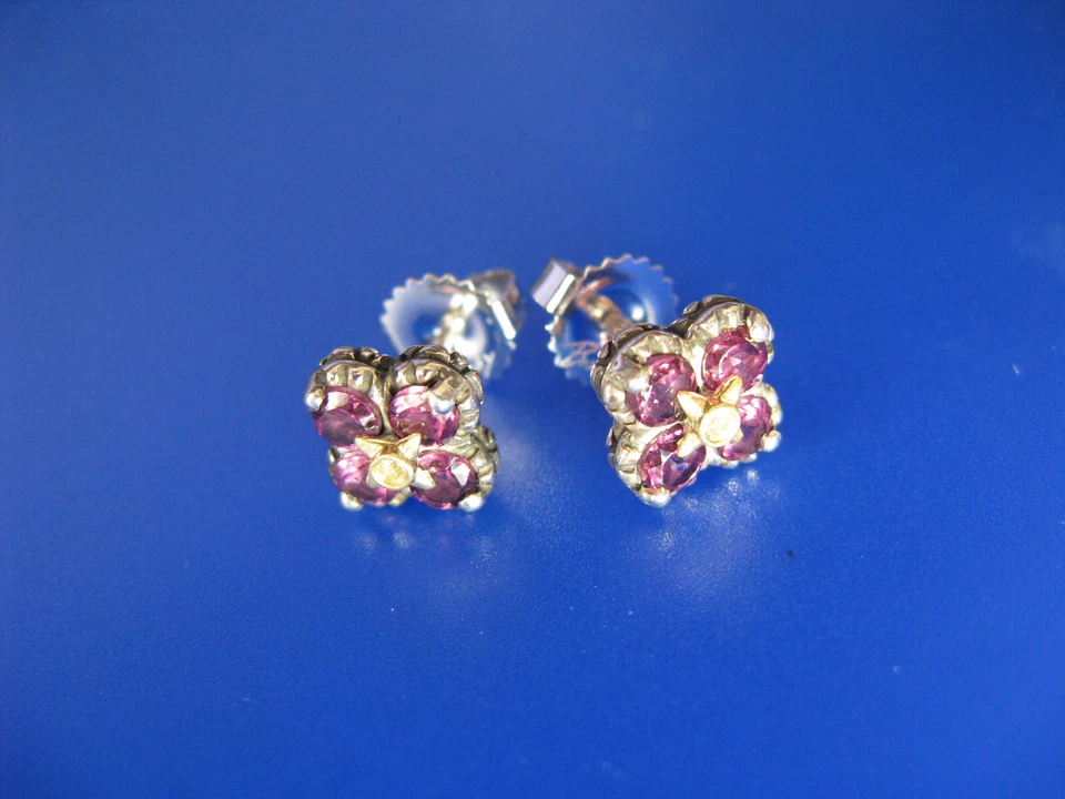 PENDIENTES BARBARA BIXBY ROSA GRANATE TOPACIO FLOR DE LOTO SS 18K Piedras Preciosas Regalo Foto 1 de 1