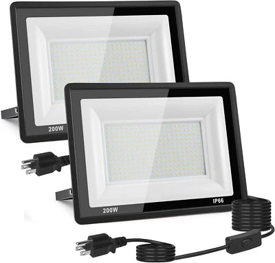200W 22000LM LED Luz de Inundación Exterior IP66 Impermeable, Luz de Día Blanca Paquete de 2  Foto 1 de 4