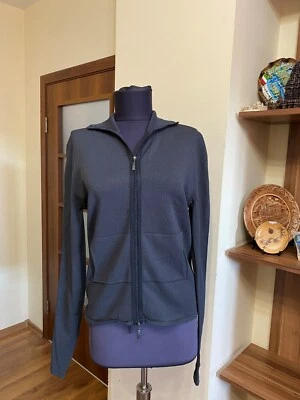 SARAH PACINI GRAPHITE GREY THIN MACHINE KNIT ZIPPED CARDIGAN-ONE SIZE — 第 1/4 张图片