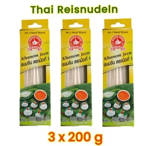 [ 3 x 200 g ] Thai Reisnudeln für Curry, Khanom Jeen - No.1 Hand Brand - Bild 1 von 9