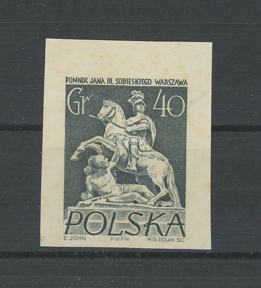 波兰黑色印花 1958 年罕见!! MONUMENT HORSE h2573 — 第 1/1 张图片