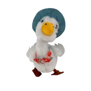 Ty Peter Rabbit Jemima Puddle Duck Plush Stuffed Animal 9" White Blue Hat Bean a - Picture 1 of 10