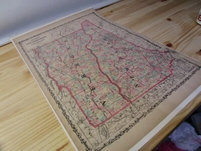 Johnson's MAP VERMONT & NEW HAMPSHIRE antiguo Foto 1 de 4