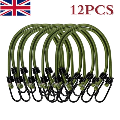 12Pcs Heavy Duty Bungee Cords Cables Straps Military Bungie Elastic Hooks Rope - Image 1 of 4