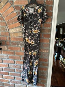 Girls Art Class floral romper Summer Dress Black Flowers Cotton Size M 7/8 - Picture 1 of 6