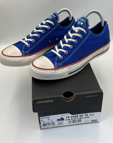 Scarpe da ginnastica Converse blu stile invecchiato 142632C radio blu contro AS OX UK 6 ottime condizioni
