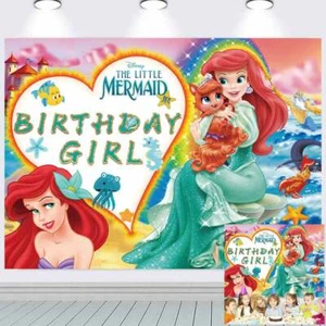 Mermaid Princess Birthday Party Supplies Backdrop Banner Poster Vinyl 7x5ft - Picture 1 of 7