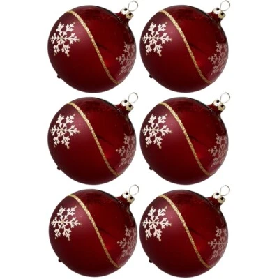 Weihnachtskugeln Set, 6 stierblut Kugeln Ø 8cm Kristallwelle, Thüringer Glas Wei - Bild 1 von 2