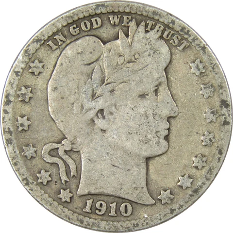 1910 D Barber Quarter AG About Good 90% Silver 25c US Type Coin Collectible Cover