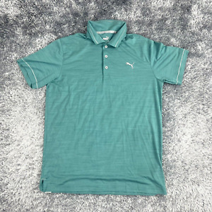 Puma Polo Shirt Mens Medium Blue Green Golf Casual Stretch Golfer Preppy Adult