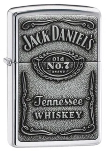 Zippo 250JD-427, Jack Daniel's Tennessee Whisky Emblem Chrome Lighter - Picture 1 of 3