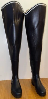 AIGLE WADERS GOMMA TAGLIA 46 BLU MARINE BREA CUISSARDEM - Imagen 1 de 4