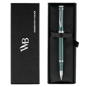 Wordsworth and Black Rollerball Pen - Chrome Finish, Green Lacquer, Ink Refill - Picture 1 of 9