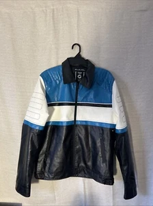 Fried Denim Faux Leather Jacket Multi Color Men's Size M - Picture 1 of 3