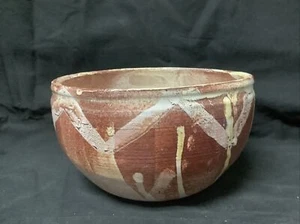 Vintage Ciotola in ceramica fatta a mano, toni marrone/giallo, 7" L x 4" P, concava - Foto 1 di 6