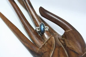 Vintage mexikanischer 925 Sterlingsilber Labradorit Damen Mexiko Pinky Ring Gr. 4 - Bild 1 von 24