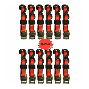 24-PK 1inx10ft Cambuckle Straps Tie Down 900LBS Break Strength 300LBS WLL S-Hook - Picture 1 of 6