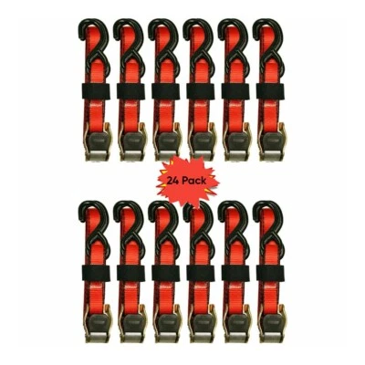 24-PK 1inx10ft Cambuckle Straps Tie Down 900LBS Break Strength 300LBS WLL S-Hook - Image 1 of 4