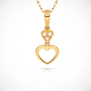 14K Yellow & White Gold Madi K CZ Hearts Dangle Pendant For Women - Picture 1 of 2