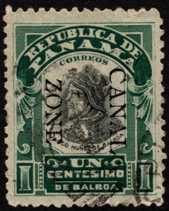 Canal Zone Stamp Scott # 22 Used F-VF 1 Cent Green & Black Balboa Portrait Issue - Picture 1 of 1