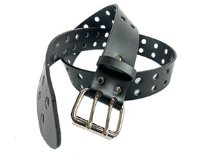 Double hole Leather Belt Pride Rave Belt Punk Goth Metal Funk Plus USA - Picture 1 of 10