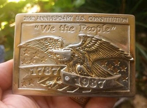 200th Anniversary 1787-1987 USA 4 Of July We the People Belt Buckle - Numbered - Picture 1 of 3