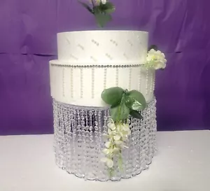 Acrylic Bead Single Acrylic Crystal Cake Stand with LED Light Wedding, Birthday - Picture 1 of 11