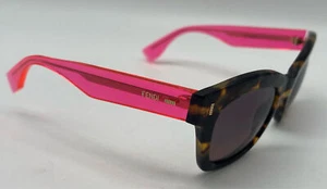 fendi FF025/S brown tortoise plastic frame w/ neon pink temples Sunglasses - Picture 1 of 9