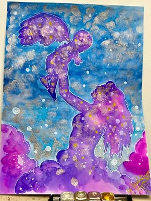 Акварель силуэт искусство выкидыша мемориал ангел ребенка утраты подарок - Изображение 1 из 4