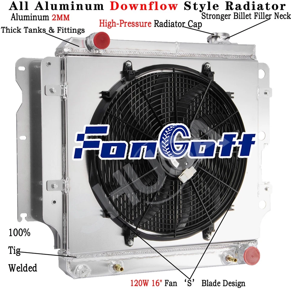 3 Row Radiator&Shroud Fan For 87-2006,04 Jeep Wrangler TJ/YJ 2.4L 2.5L 4.0L 4.2L - Image 1 of 4