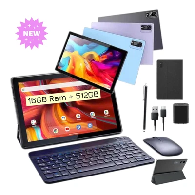 10.1" Tablet 16G+512GB GPS Wi-Fi 5G Dual Sim 4G LTE Android 13 Keyboard, Mouse - Image 1 of 4