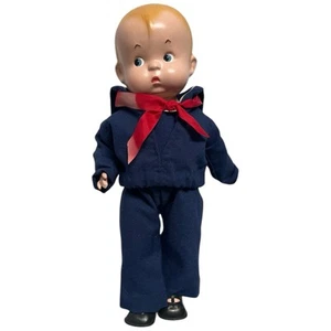 Muñeca Effanbee Skippy Boy de colección Segunda Guerra Mundial composición tela 14” restaurada en 1991 - Imagen 1 de 7