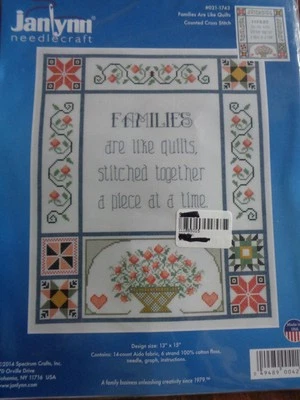 KIT PUNTO DE CRUZ CONTADO JANLYNN FAMILIAS SON COMO EDREDONES 13" X 15" Foto 1 de 2