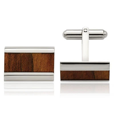 Stainless Steel Koa Wood Cufflinks Set for Men - Image 1 of 4