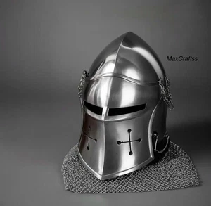 Mittelalter Ritter Stahl Herren Battle Bascinet Helm mit Avaintail Knight Battle - Bild 1 von 5