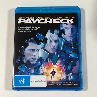Paycheck (Blu-ray, 2003 Region B) Ben Affleck, Uma Thurman, Aaron Eckhart - image 1 of 2