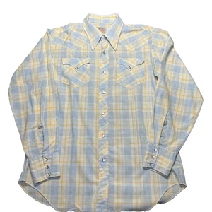 Camisa de colección H Bar C para hombre 17-36 cola larga prensa permanente ropa de rancho perla a presión usada en excelente estado - Imagen 1 de 8