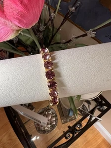 Park Lane ORCHID 8mm Purple Crystal Impression Tennis Bracelet Gold - Picture 1 of 6