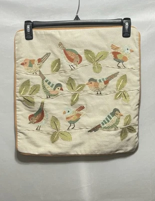 Pier 1 with 9 Embroidered Birds on Tree Limbs Pillow Cover - Image 1 of 4