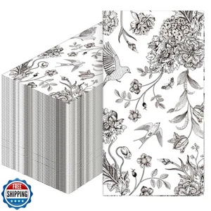 Tatuo 200 Pcs Floral Paper Napkins Disposable Hand Towels for Bathroom Guest - Picture 1 of 5